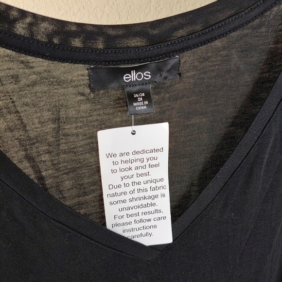 Ellos black lyocell top t-shirt v-neck short sleeves size 26/28 - Picture 4 of 5
